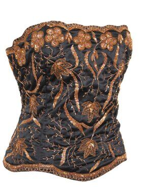 JASDEE Vintage Bustier Corset Hand Work Beading Embroidery On Satin Style F3152